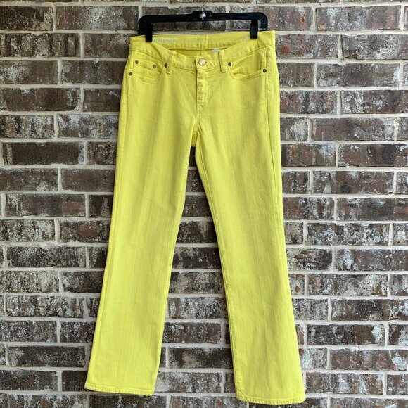 Women's Boot Cut Low Rise Jeans Bright Yellow - Picture 13 of 14